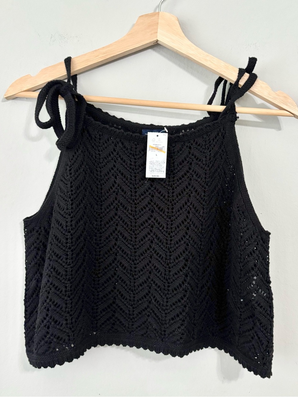 NEW Gap Open Knit Crochet Black Cropped Tank Top